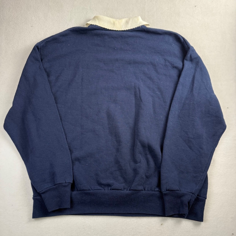 Vintage Morning Sun Halloween Collared Sweatshirt Navy Blue Pumpkin Cat 1X USA - Picture 2 of 7